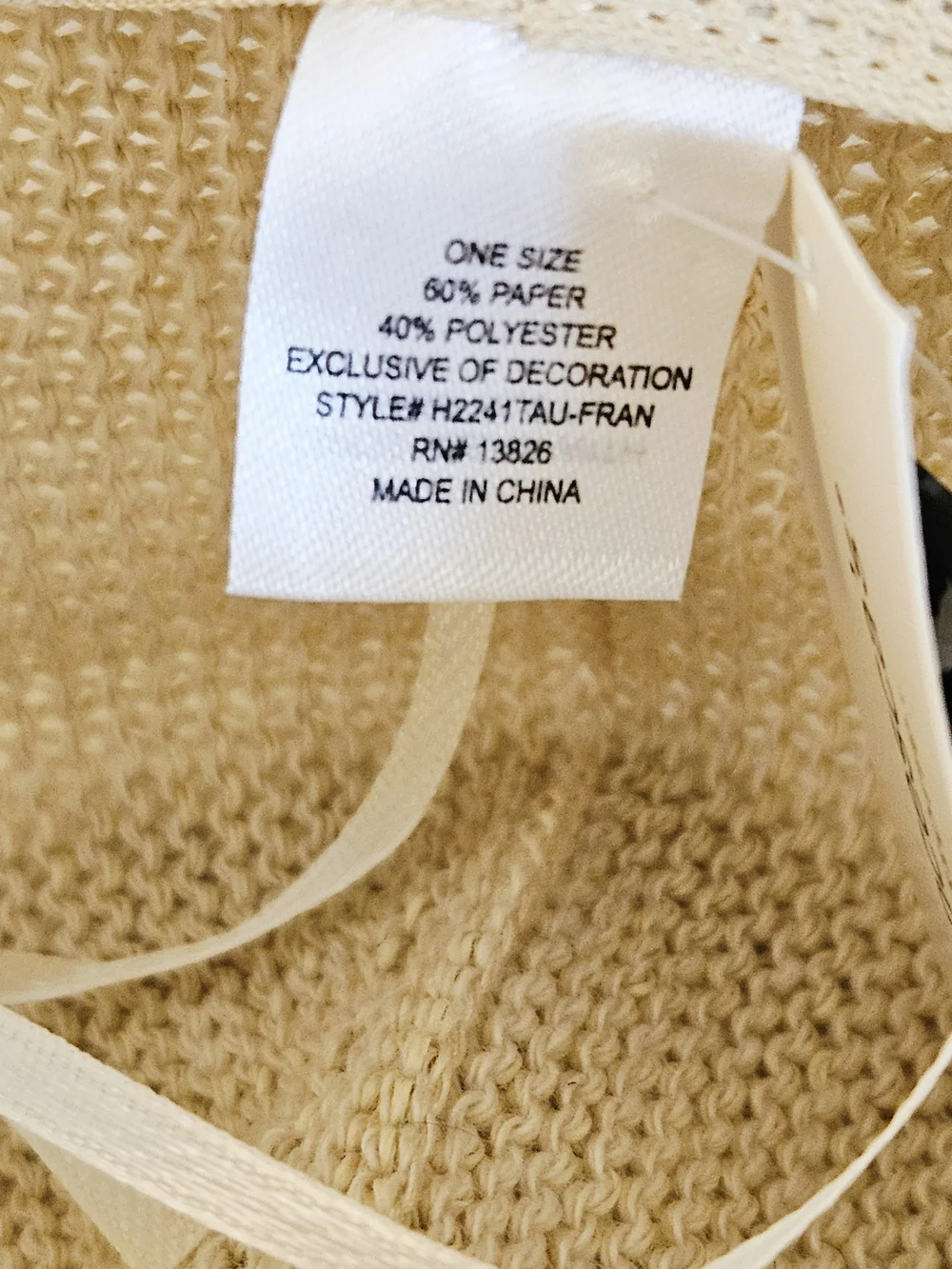Francesca's Collections Cream Braided Trim Straw Sun Hat
